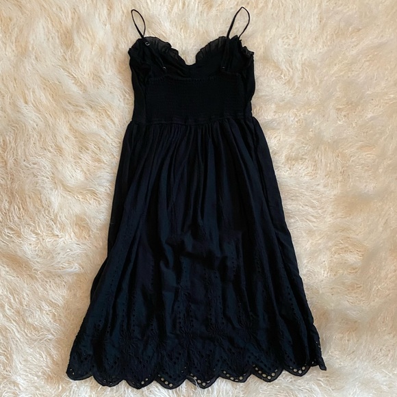Abercrombie Black Eyelet Embroidered Midi Dress, Size Small Petite - Picture 2 of 4